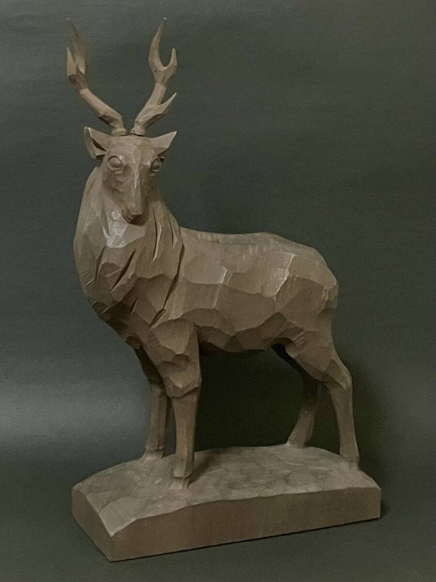 おんたけ彫刻 木曽馬 杉本照岳作 長野 天然木 一刀彫 置物 インテリア