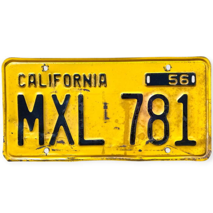 OLD カリフォルニア州アンティーク黒ナンバープレート　USAヴィンテージ西海岸 アメリカ カリフォルニア州 ナンバープレート 黒ナンバー バイク用