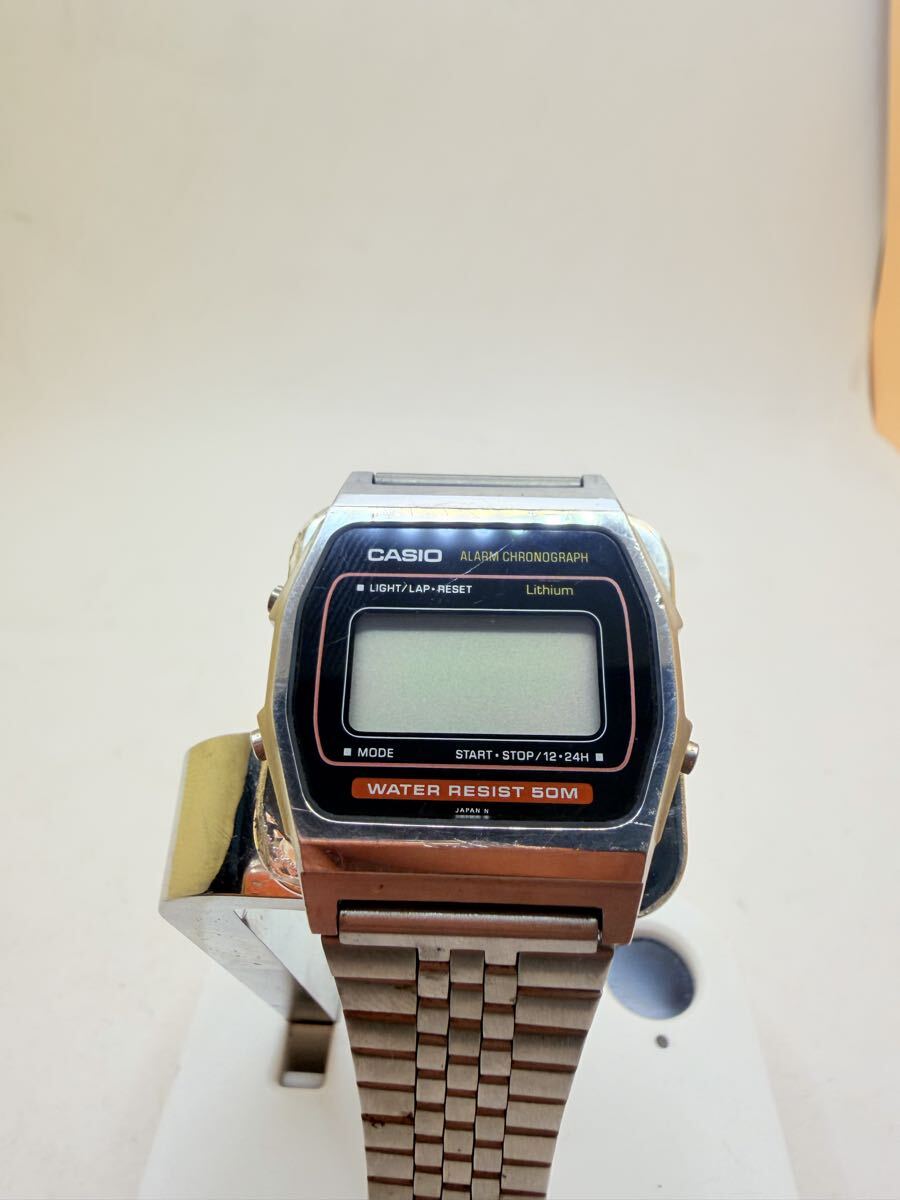 珍品◇カシオ スピードメモリー100 2針アナデジ アラームクロノ◇黒×白