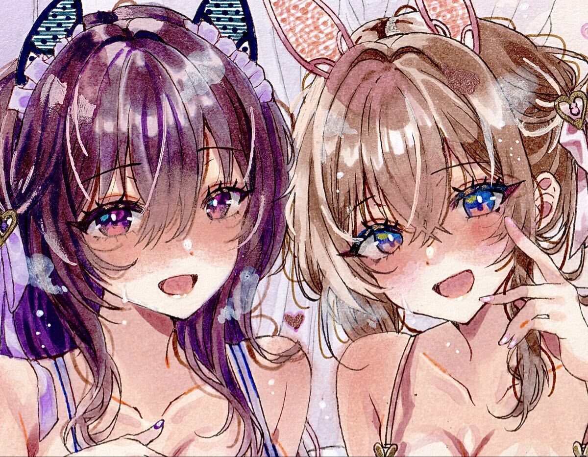 未使用】B5 オリジナル 手書きイラスト 原画 創作 ロリータ ピンク髪