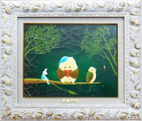 ノブサチ　絵画　個展にて　ひととき 新入荷＊ 可愛らしい作品！ノブサチ「ひととき」3号キャンバス