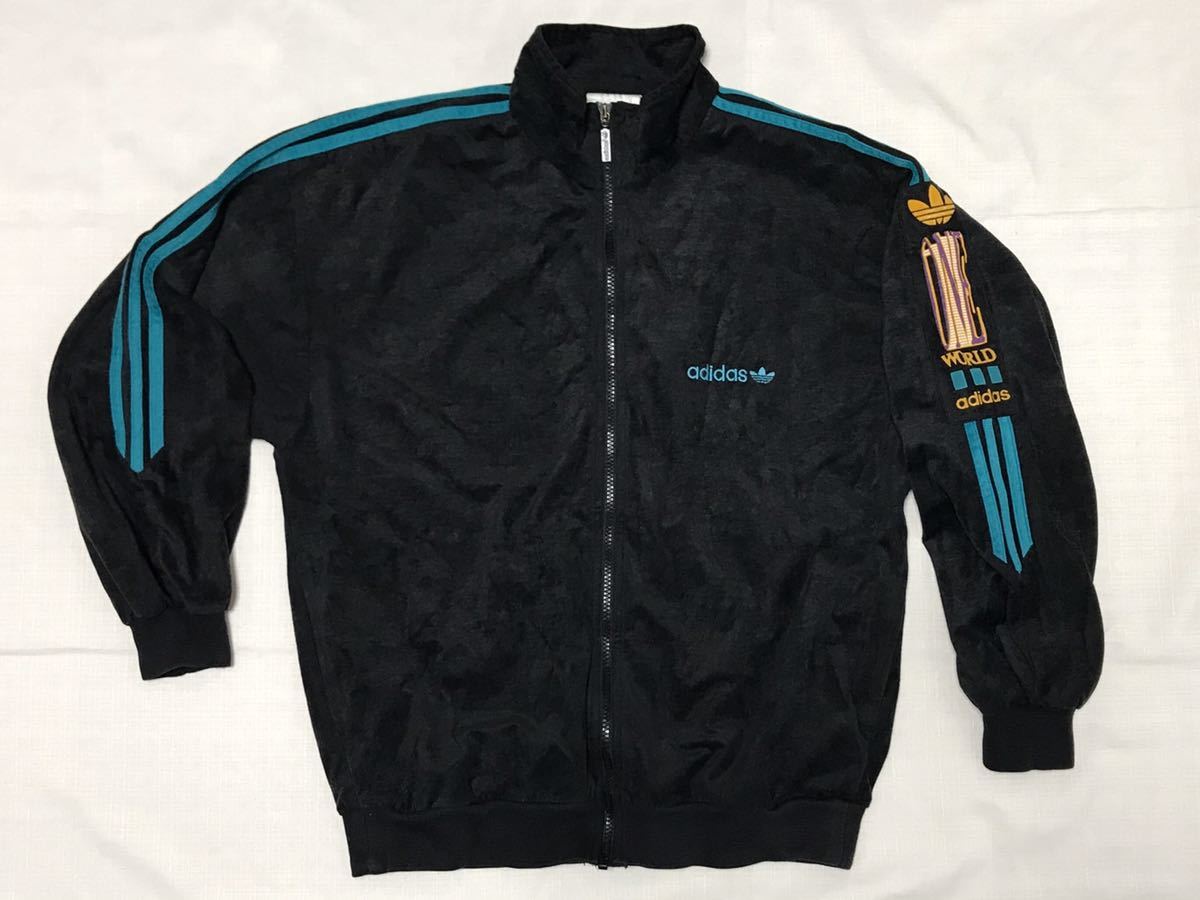 【a2440】レア80sヴィンテージアディダストラックジャケットXL白灰黒緑 超激レアadidasアディダストラックジャケット80s刺繍ロゴブラック
