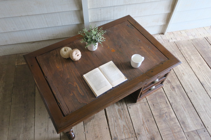 希少♪素敵な脚♪古い洋館 アンティーク ラウンドテーブル/大正 戦前 寄木 丸テーブル カフェテーブル 飾り台 ケビント 展示台 什器 古家具 希少♪上質♪素敵な3本脚♪古い洋館 桜無垢材 アンティーク 丸テーブル