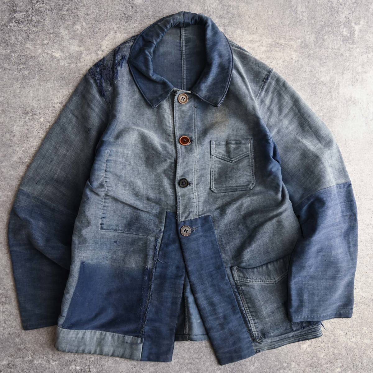 一点物 30s FRENCH VINTAGE パッチワーク モールスキン ジャケット