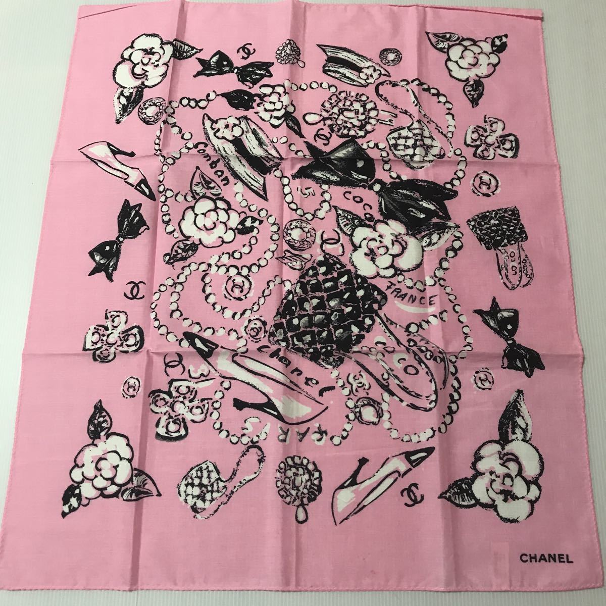 新品 未使用 Chanel シャネル コットン100 スカーフ バンダナ 大判ハンカチ ココマーク ハンカチーフ リボン 花柄 の落札情報詳細 ヤフオク落札価格情報 オークフリー スマートフォン版