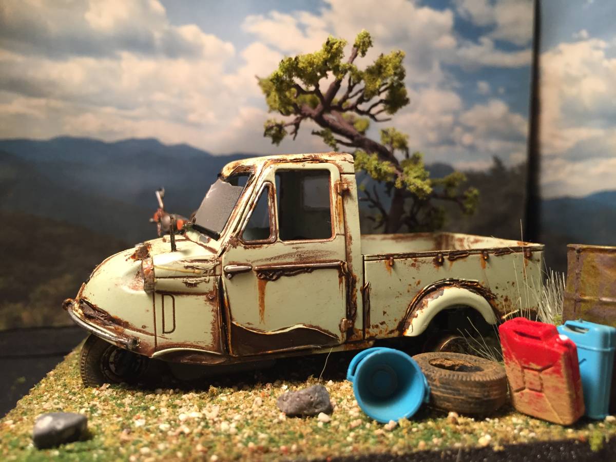 昭和草ヒロ風ジオラマ ホンダT360・ミゼット前期型