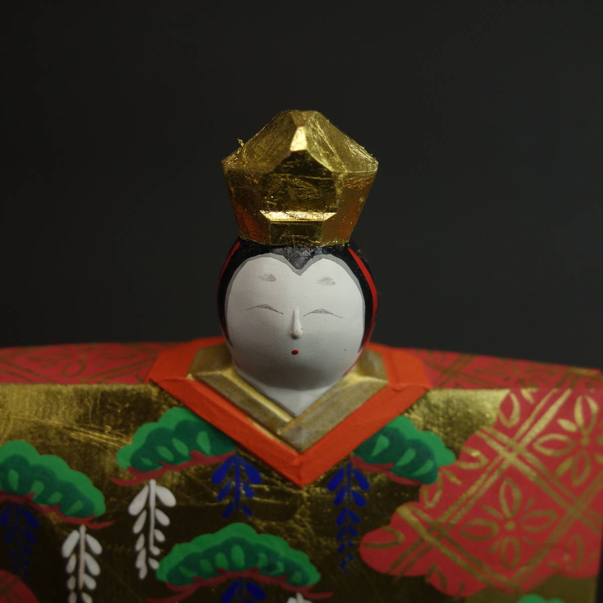 奈良人形師 一刀彫 五代 瀬谷桃源 雛人形 共箱付き / 金箔 金彩 お雛様