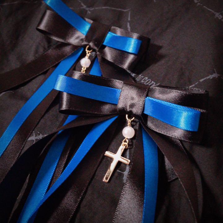 新品 ゆらめき十字架リボン 青 二個セット ヘアアクセサリー ヘアピン ヘアクリップ ゴスロリ ロリータ メイド クラロリ ゆめかわいい の落札情報詳細 ヤフオク落札価格情報 オークフリー スマートフォン版