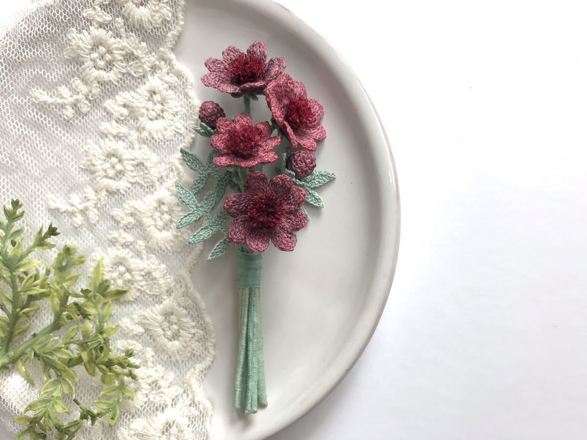 新品 チョコレートコスモス コサージュ ブローチ ボルドー エンジ 花 レース編み 80番 ハンドメイド かぎ針編み の落札情報詳細 ヤフオク落札価格情報 オークフリー スマートフォン版