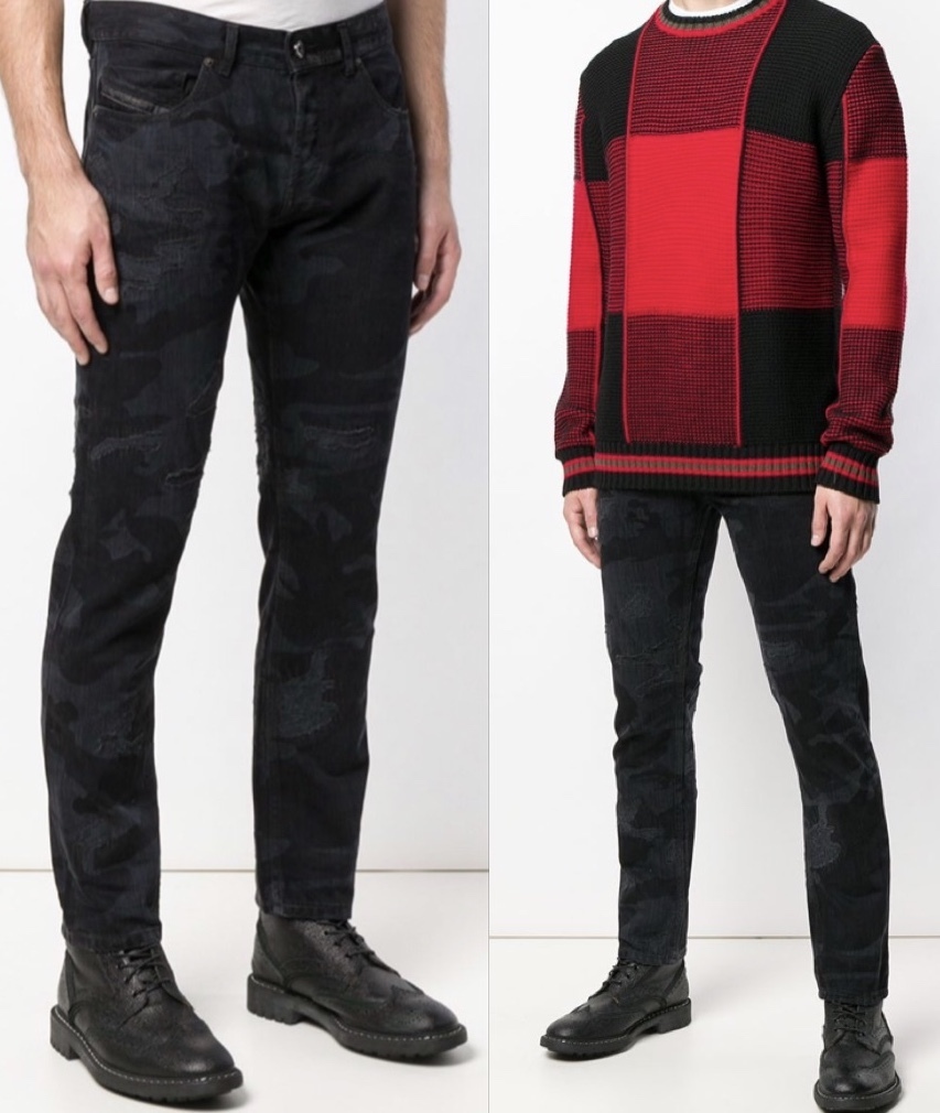 【未使用】DIESEL BLACK GOLD カモフラ柄　デニム ダメージ加工 定価52,920円DIESELBLACKGOLDディーゼルブラックゴールドTYPE-2813