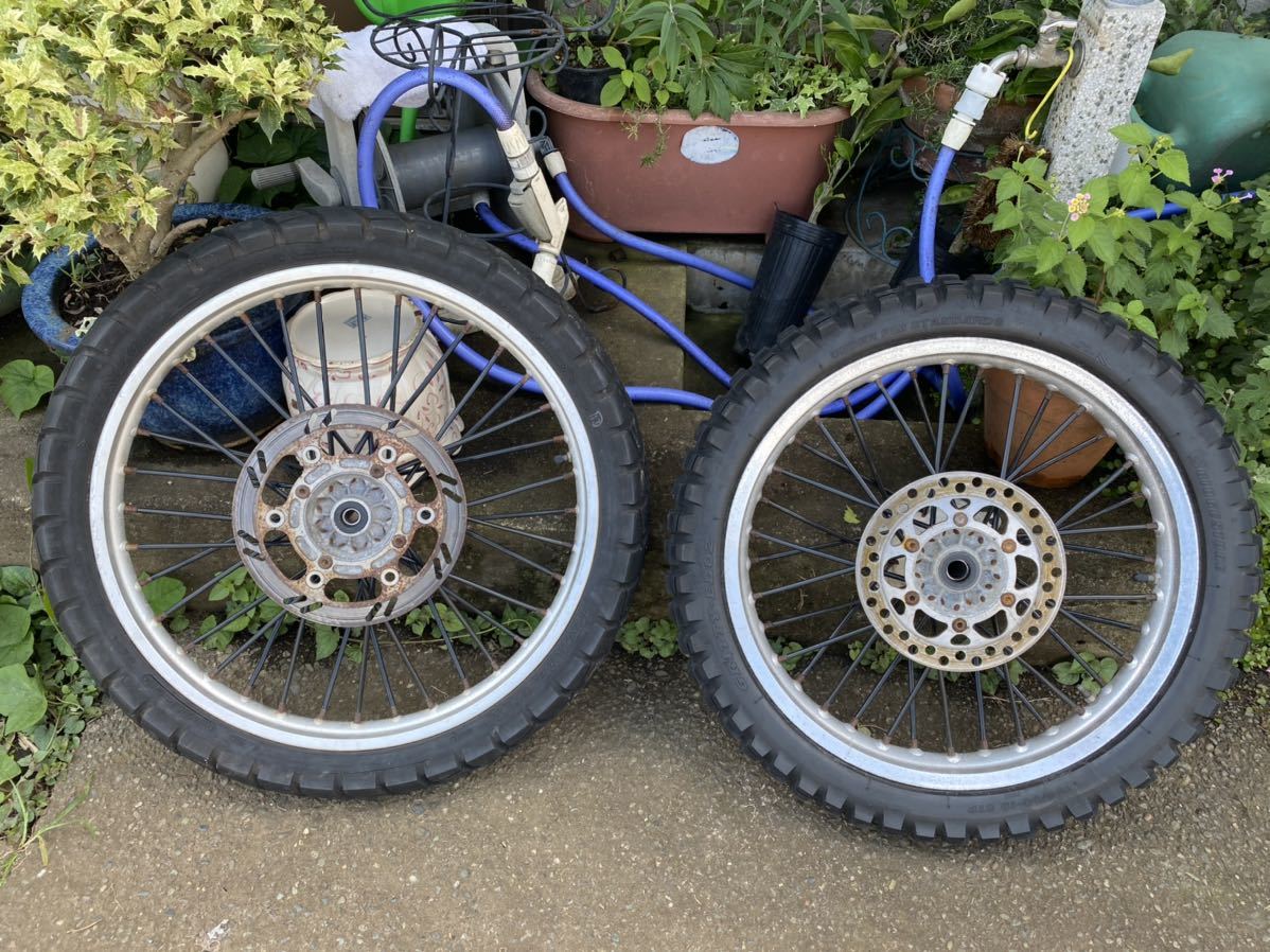 1円スタート KLX250 Dトラッカー ホイール 前後セット F21 R19 オフ ...
