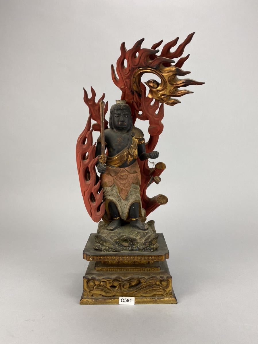仏像 木彫り 不動明王 玉眼