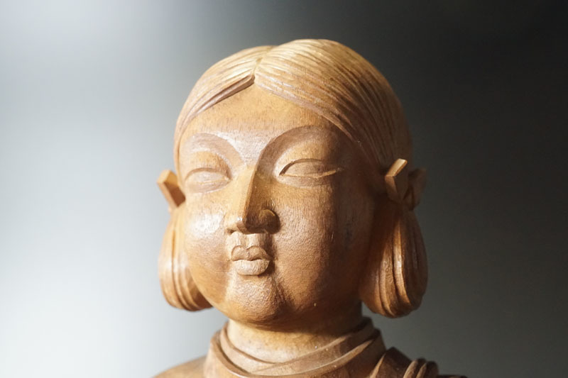 J235◇彫刻家 【西村雅之】作 木彫 「上宮太子」 共箱付属 秀逸作 高村