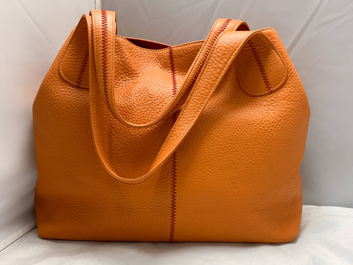HAMANO】濱野皮革工藝 皇室御用達 きらし リゼ オレンジ 肩掛け トート  