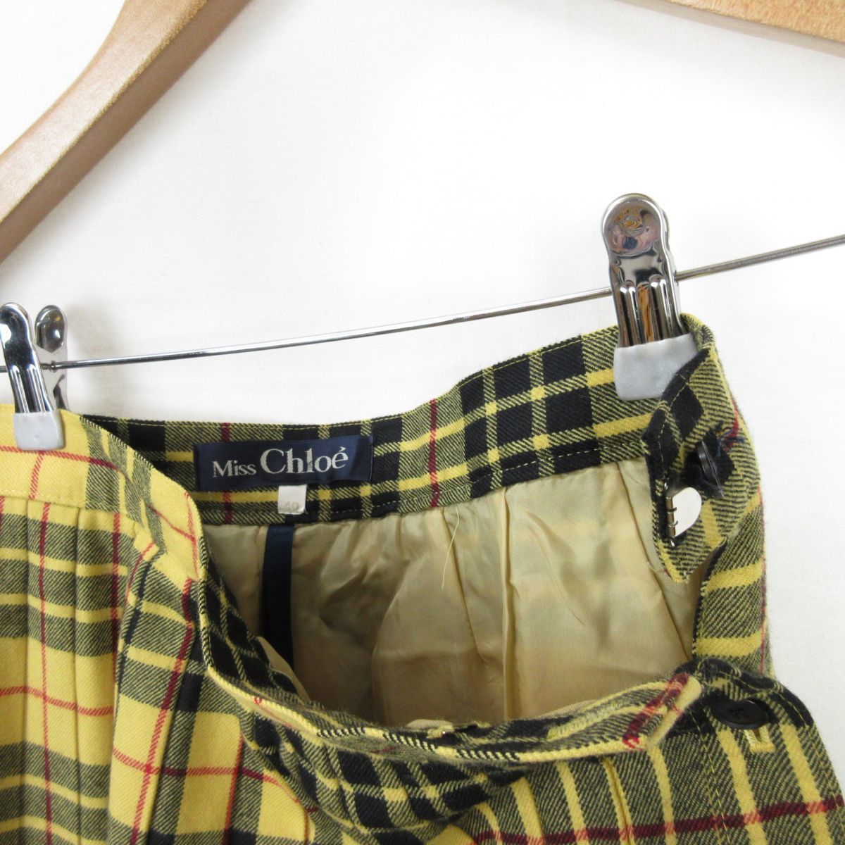 ヴィンテージ 古着 miss Chloe フランネル タータンチェック プリーツ 