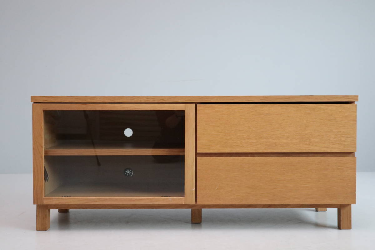 廃番 無印良品 Muji オーク材 フラップ扉 Avラック テレビボード ローボード 引き出し 収納 北欧 ウニコ アクタス の落札情報詳細 ヤフオク落札価格情報 オークフリー スマートフォン版