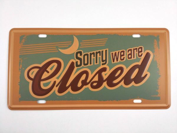 新品 アメリカン風ブリキ看板ナンバープレートsorry Closed 閉店 イラスト の落札情報詳細 ヤフオク落札価格情報 オークフリー スマートフォン版