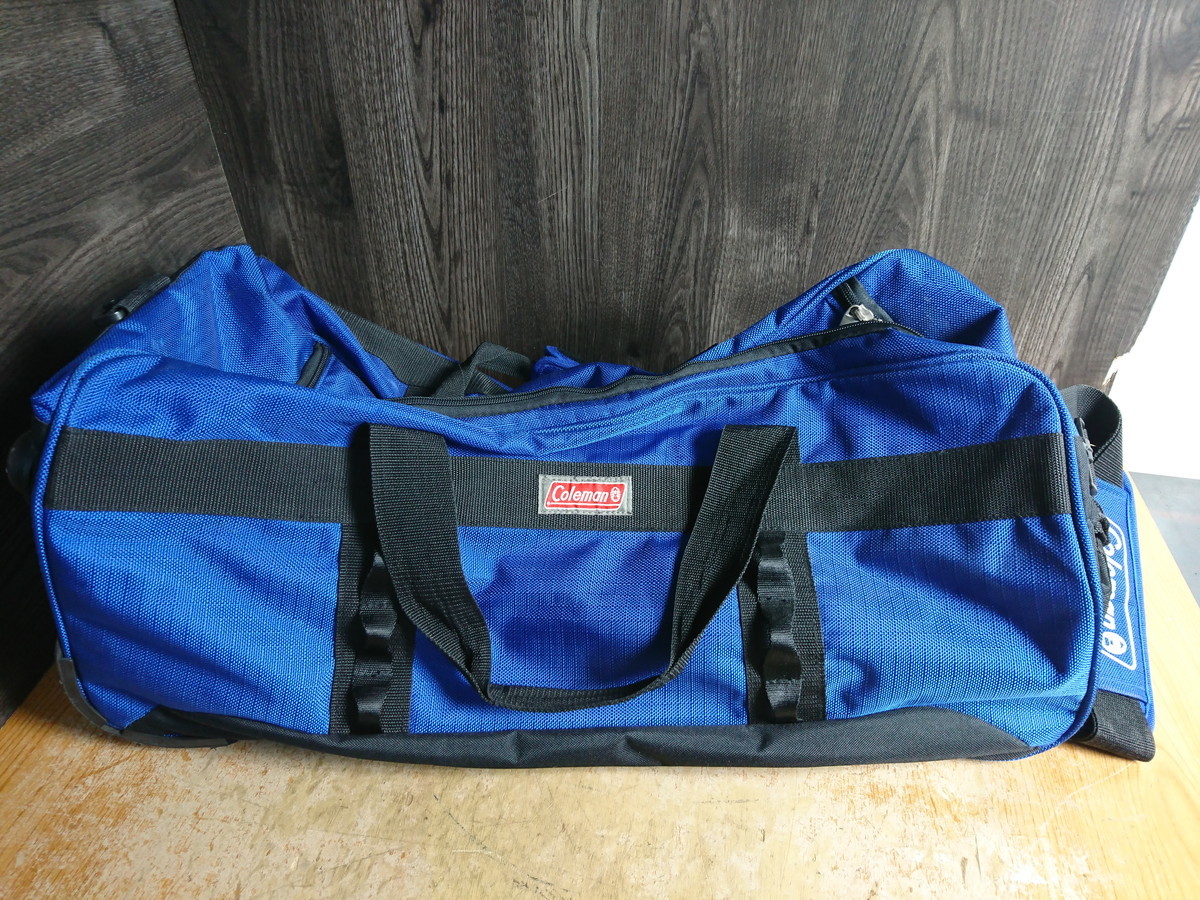 Y3 449 中古 Colemanコールマン 二輪キャスター付 ボストンキャリーバッグ アウトドア 旅行 ブルー 約65cm 31cm マチ31cm の落札情報詳細 ヤフオク落札価格情報 オークフリー スマートフォン版