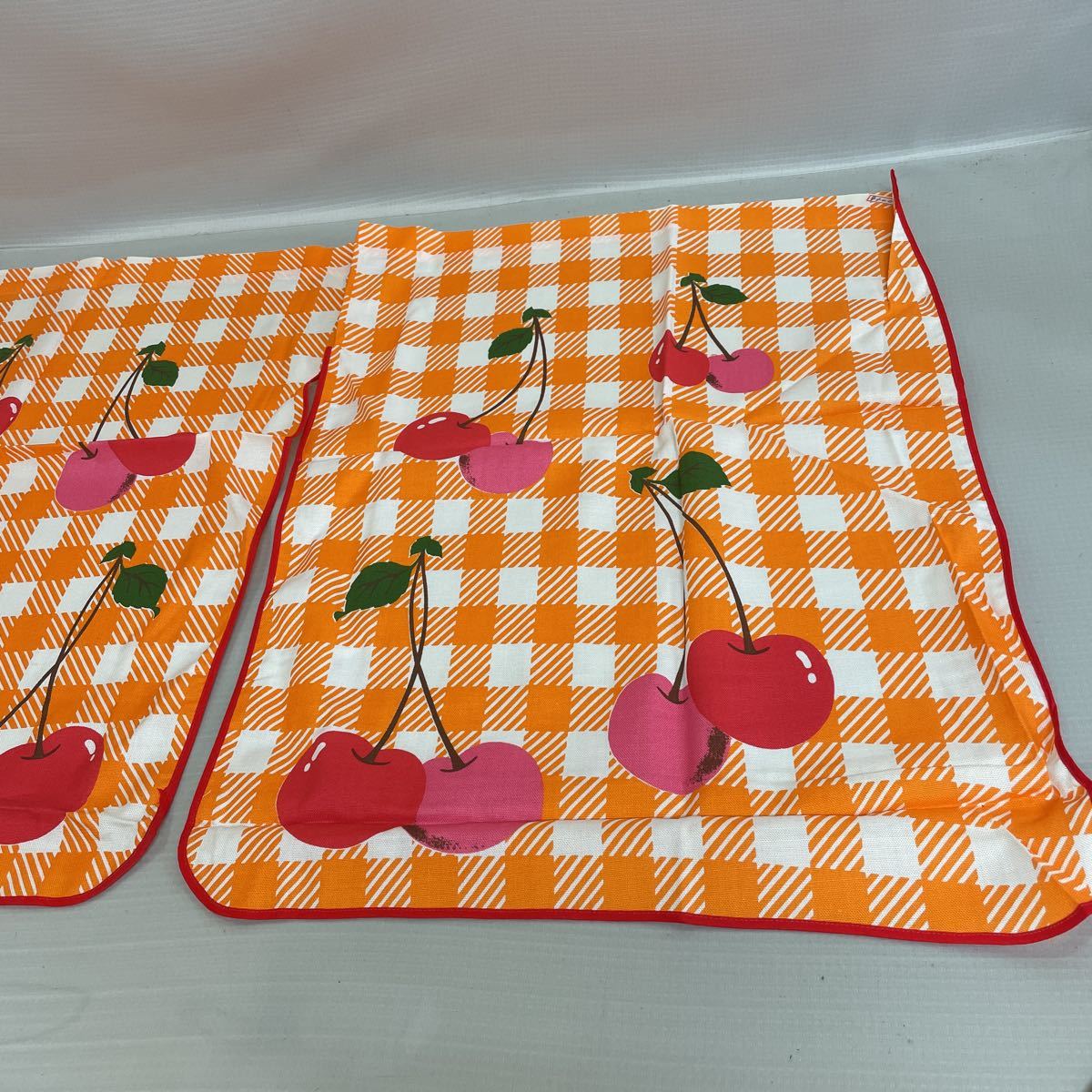 新品】○未使用 レトロのれん4点まとめて フルーツ柄 さくらんぼ