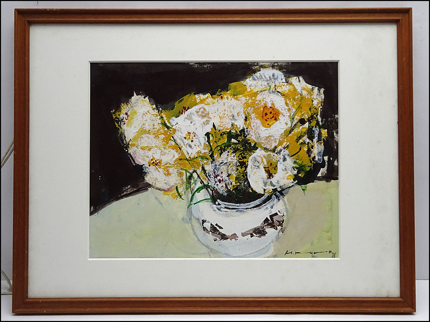 緑屋*a□ 額装 黒柳弘行 「花瓶図」 油絵 油彩画 i9/0730-18/31-1/#140