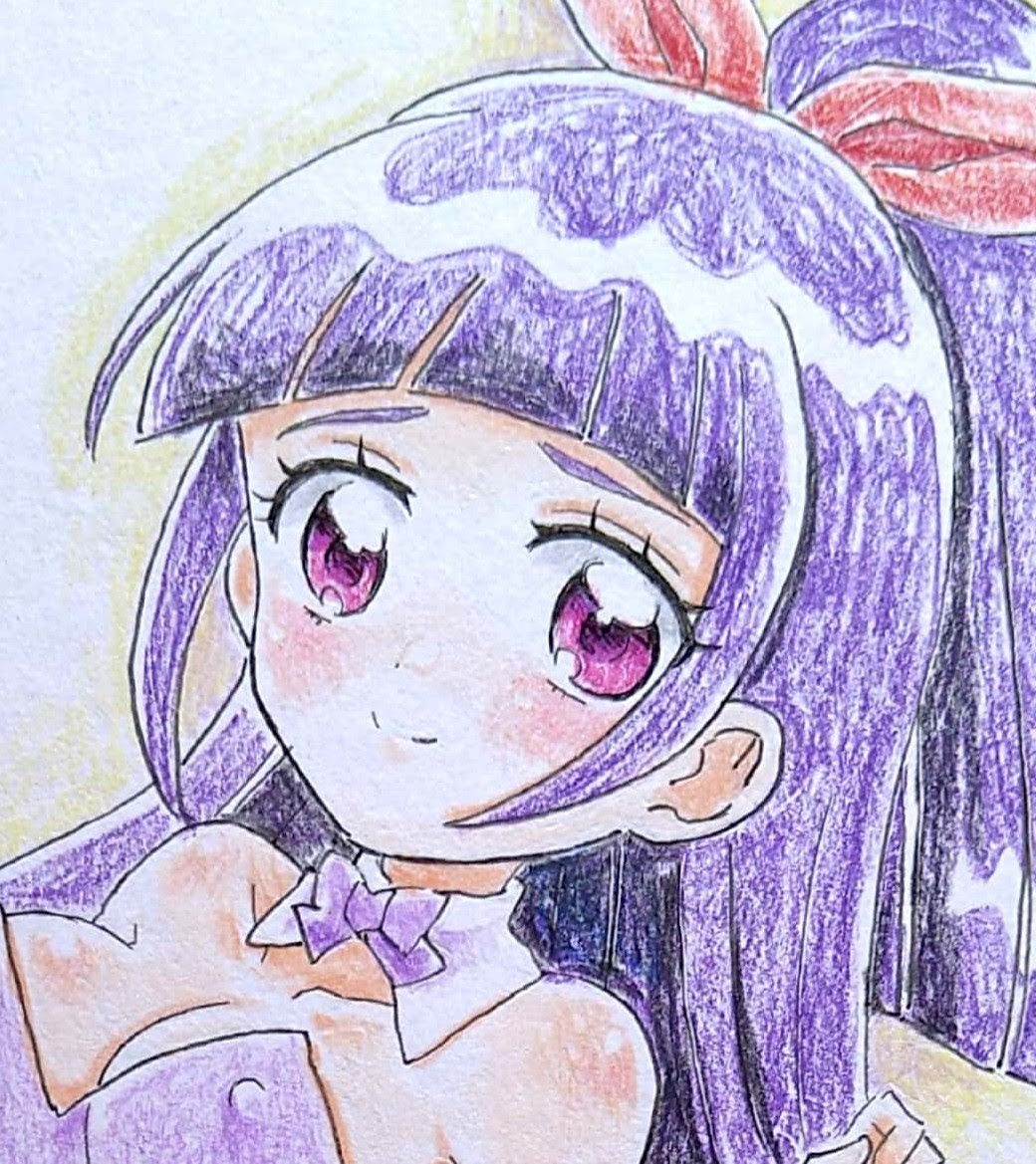 未使用】ミニ色紙手描きイラスト 同人 直筆原画 魔法使いプリキュア