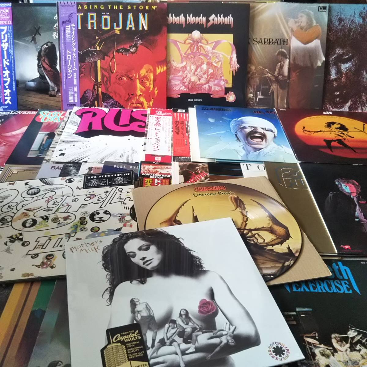 【やや傷や汚れあり】ハードロックなどLPレコードまとめて42枚セット ブラックサバス/オジー・オズボーン/スコーピオンズ/TROJAN/Red