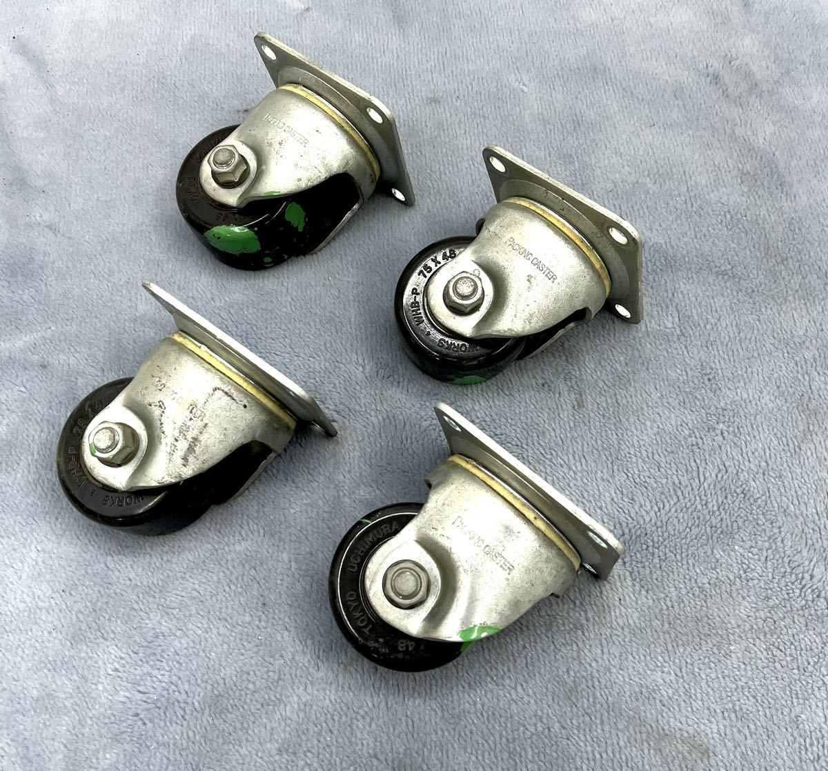 【傷や汚れあり】PACKING CASTER パッキングキャスター 75×48 4個セット 自在プレート 内村キャスター 車輪 キャスター ...