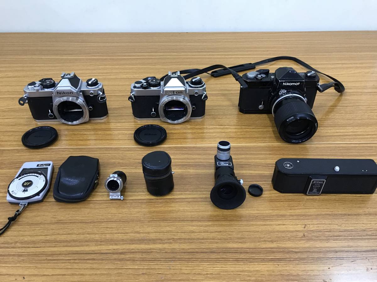 【全体的に状態が悪い】★ Nikon FM FE Nikomat FTN body + Nikkor Ai 4386mm f3.5 Lens