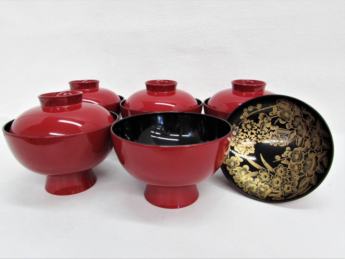 塗り丼ぶり鉢/大鉢5客塗り