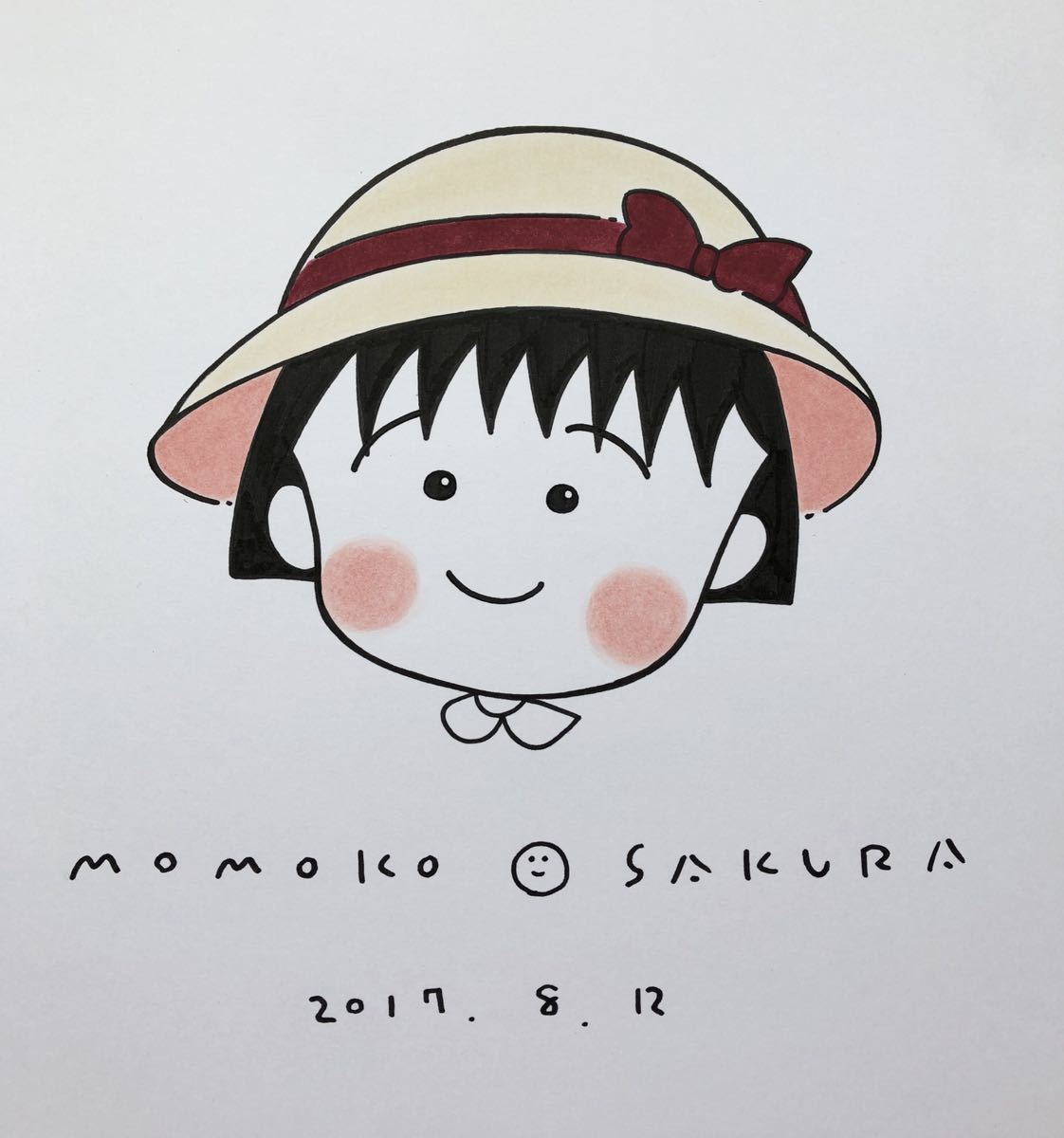 未使用に近い】【サイン色紙】 『ちびまる子ちゃん』 さくらももこ