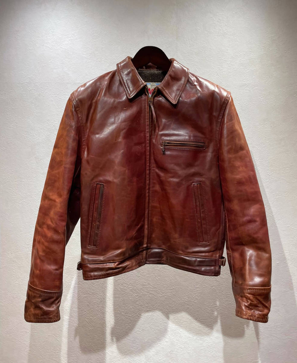【傷や汚れあり】 USED エアロレザー ハイウェイマン Aero LEATHER HIGHWAYMAN ハイウェイマン 36 赤茶