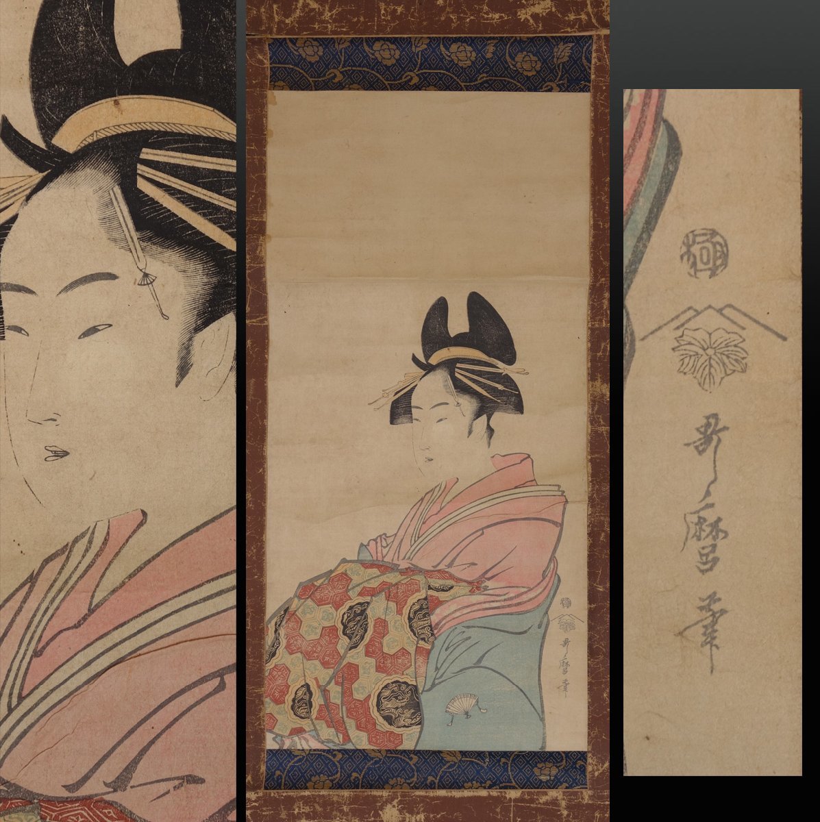 喜多川月麿◇江戸時代 木版春本 和本◇「四季の花」◇色摺春画