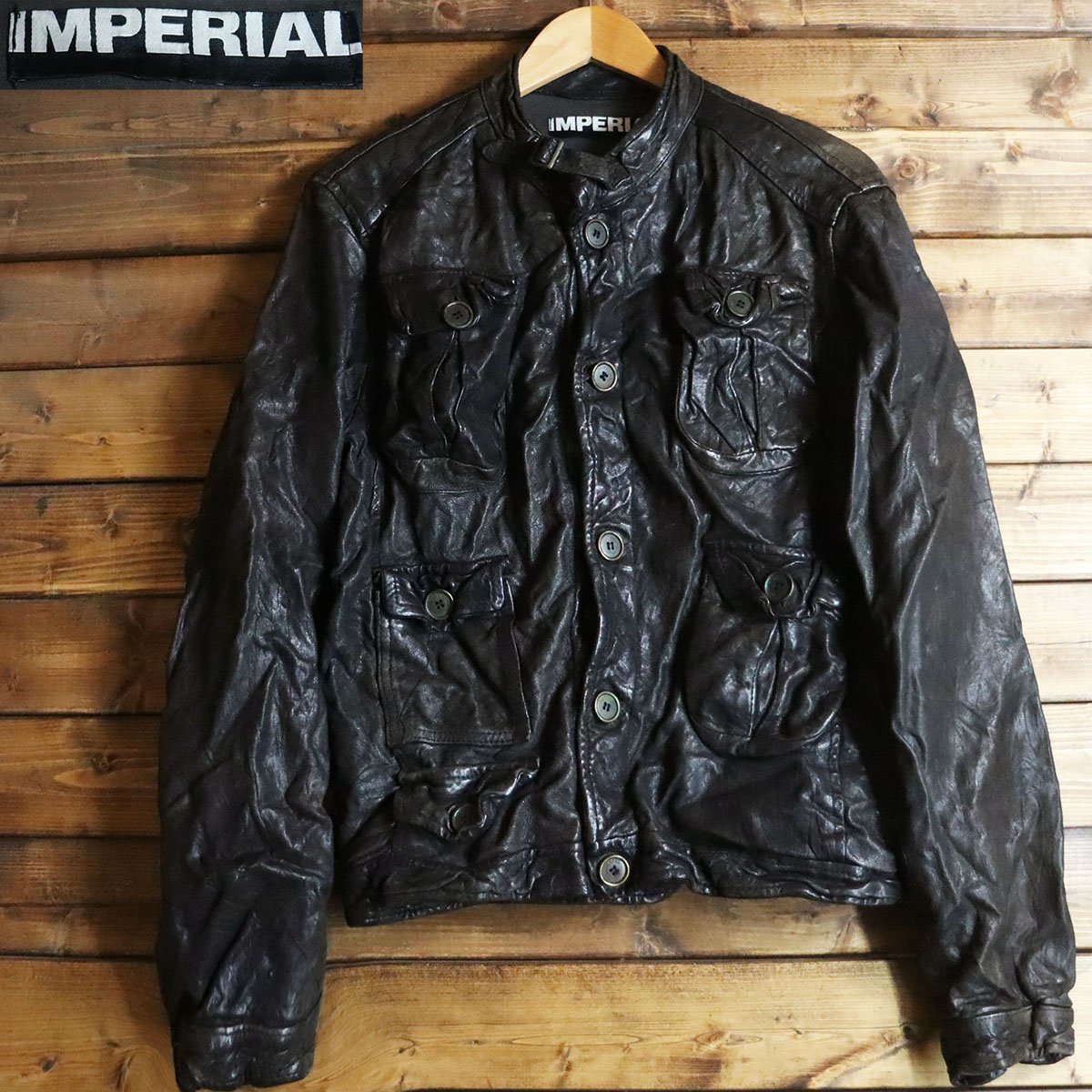 【目立った傷や汚れなし】G6S/T12.203 イタリア製 IMPERIAL インペリアル 本革 レザージャケット ブルゾン 革ジャン 皮