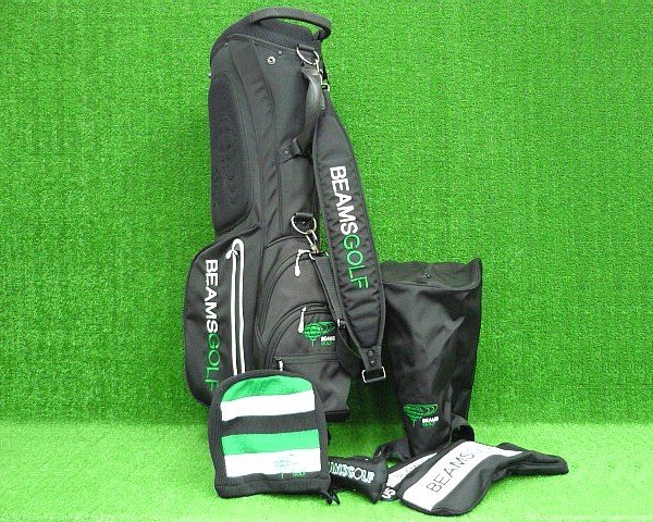 BEAMS GOLF スタンド付きキャディバッグ 黒/緑 BEAMS GOLF スタンド