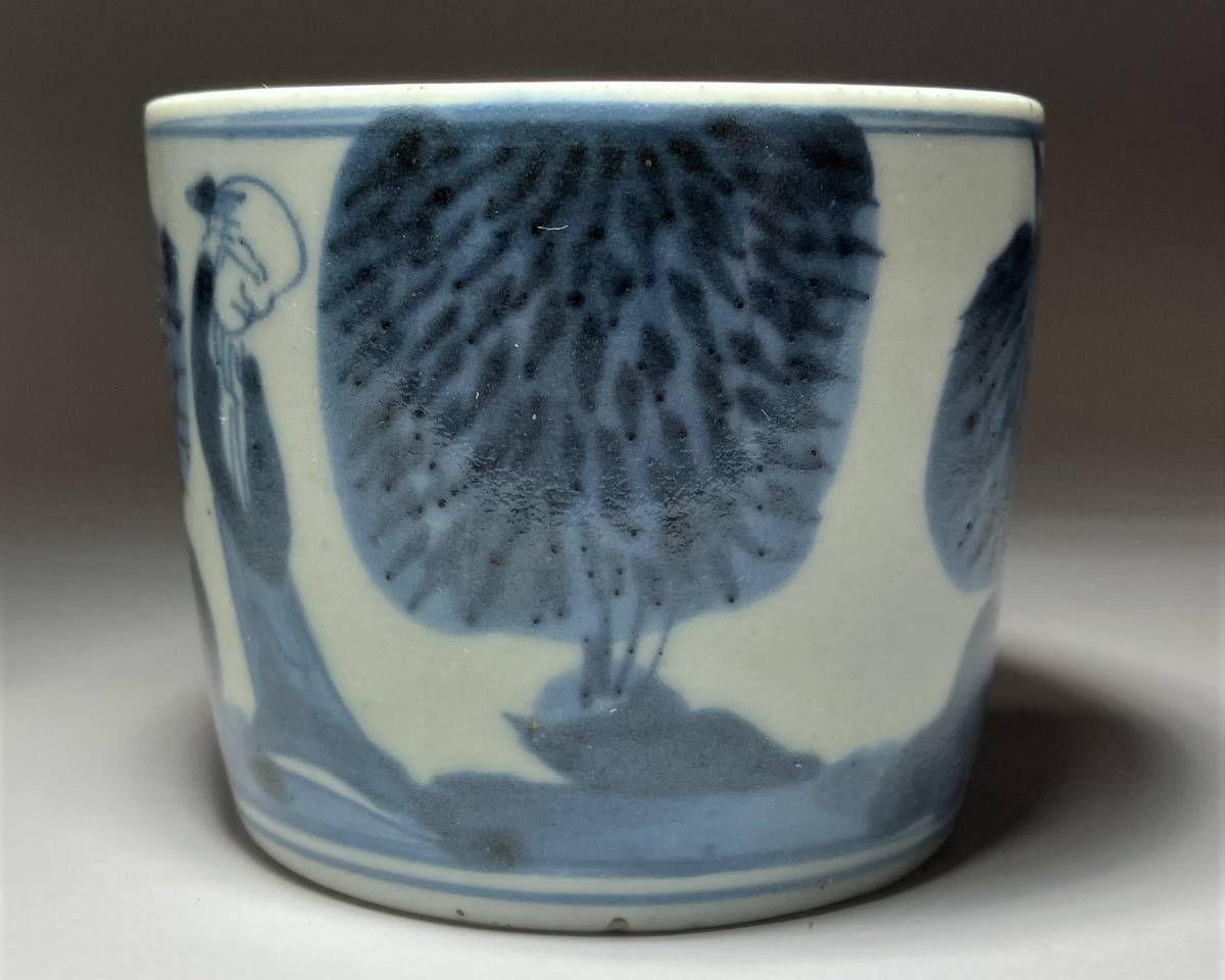 古伊万里　大振り蕎麦猪口　猪口　染錦花文様　古伊万里　時代物　骨董 古伊万里 大振り蕎麦猪口 猪口 染錦花文様 古伊万里 時代物 骨董