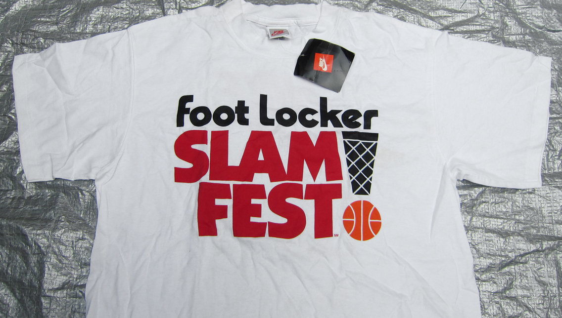 【未使用】レア91年NIKEフットロッカー ダンク大会 限定 TシャツUSA製SLAM FEST未使用エアジョーダン白ナイキFoot