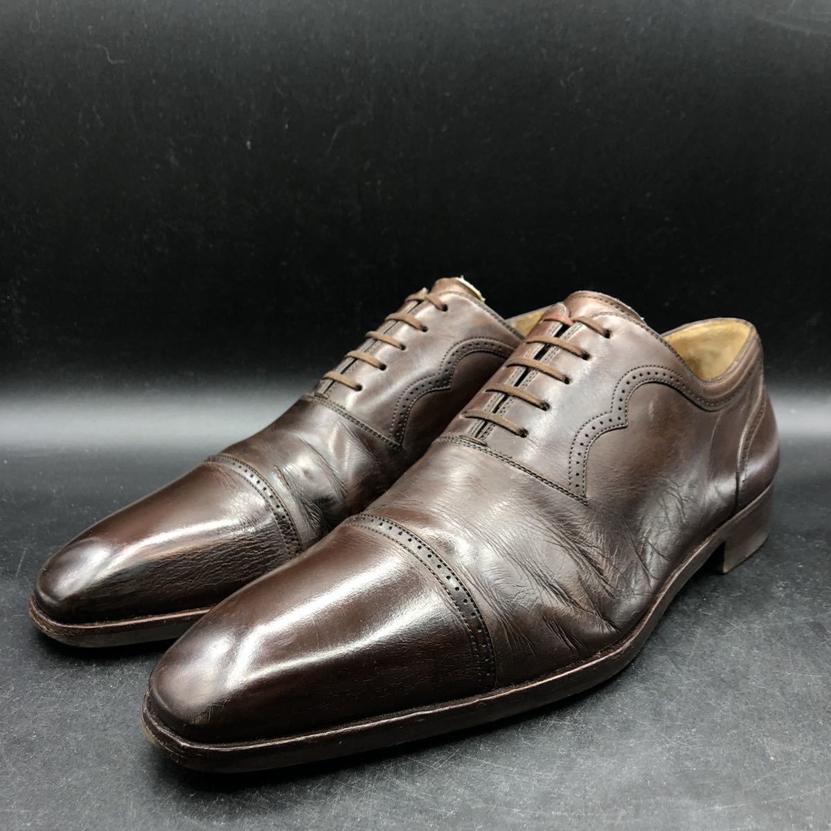 MAGNANNI マグナーニ 41 9967 ストレートチップ 内羽根 茶 靴