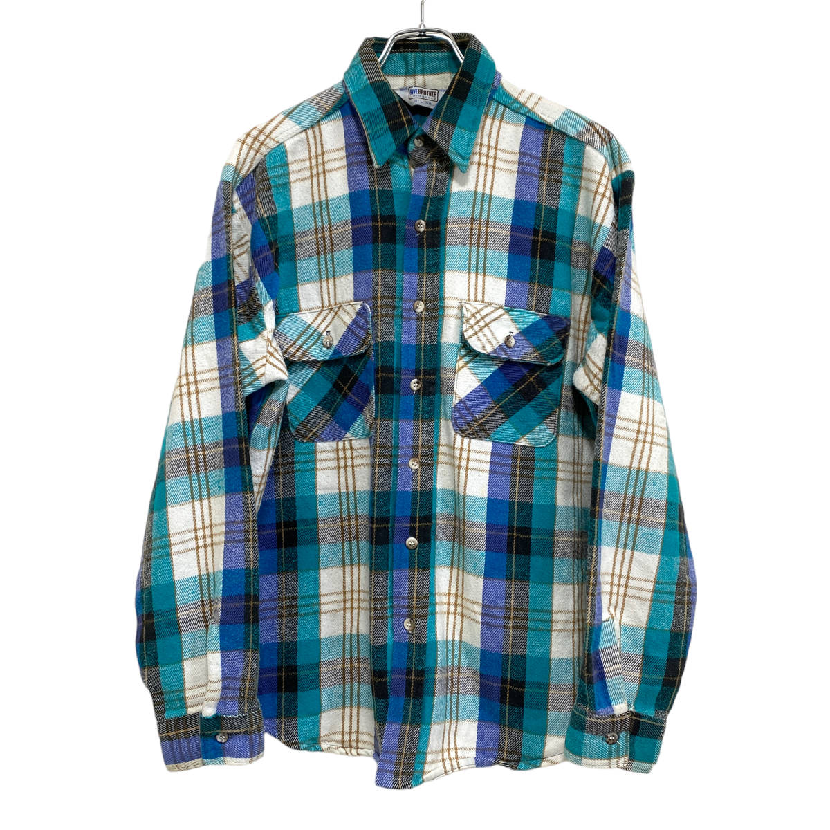 FIVE BROTHER 長袖ネルシャツ Lサイズ グリーン系チェック 90s 90年代