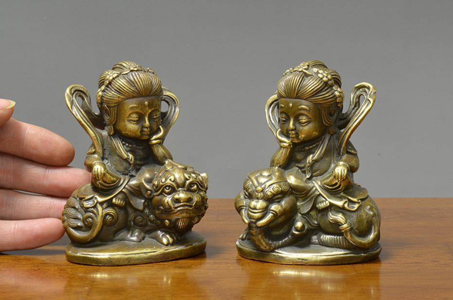仏教美術 仏像 普賢菩薩仏像 供養仏像 開運 風水 銅製品 工芸品 置物 極上品 精密細工 文殊普賢菩薩 招財開運☆置物8