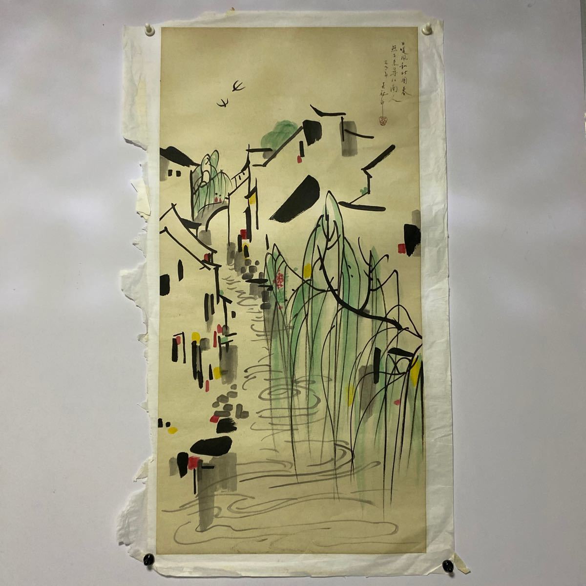 中国現代書画家 呉雅君氏作品『荷塘清趣』図 肉筆真作保証 表装前 中国現代書画家 呉雅君氏作品『荷塘清趣』図 肉筆真作保証 表装前