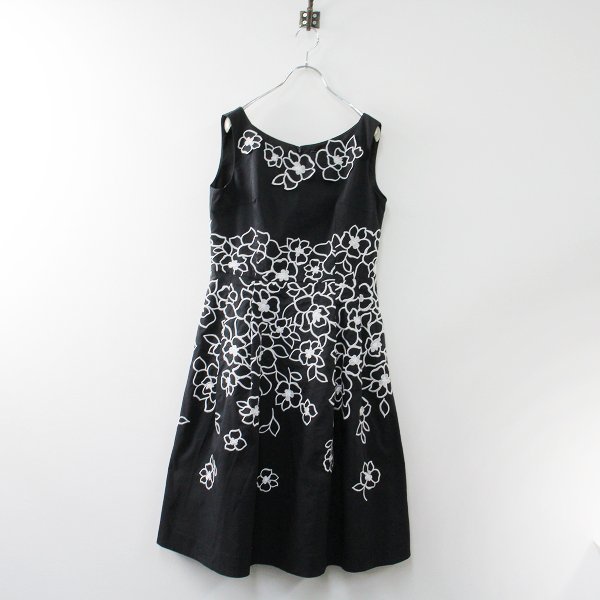 M'S GRACY 黒刺繍ノースリーブワンピース M'S GRACY グレー 刺繍入り