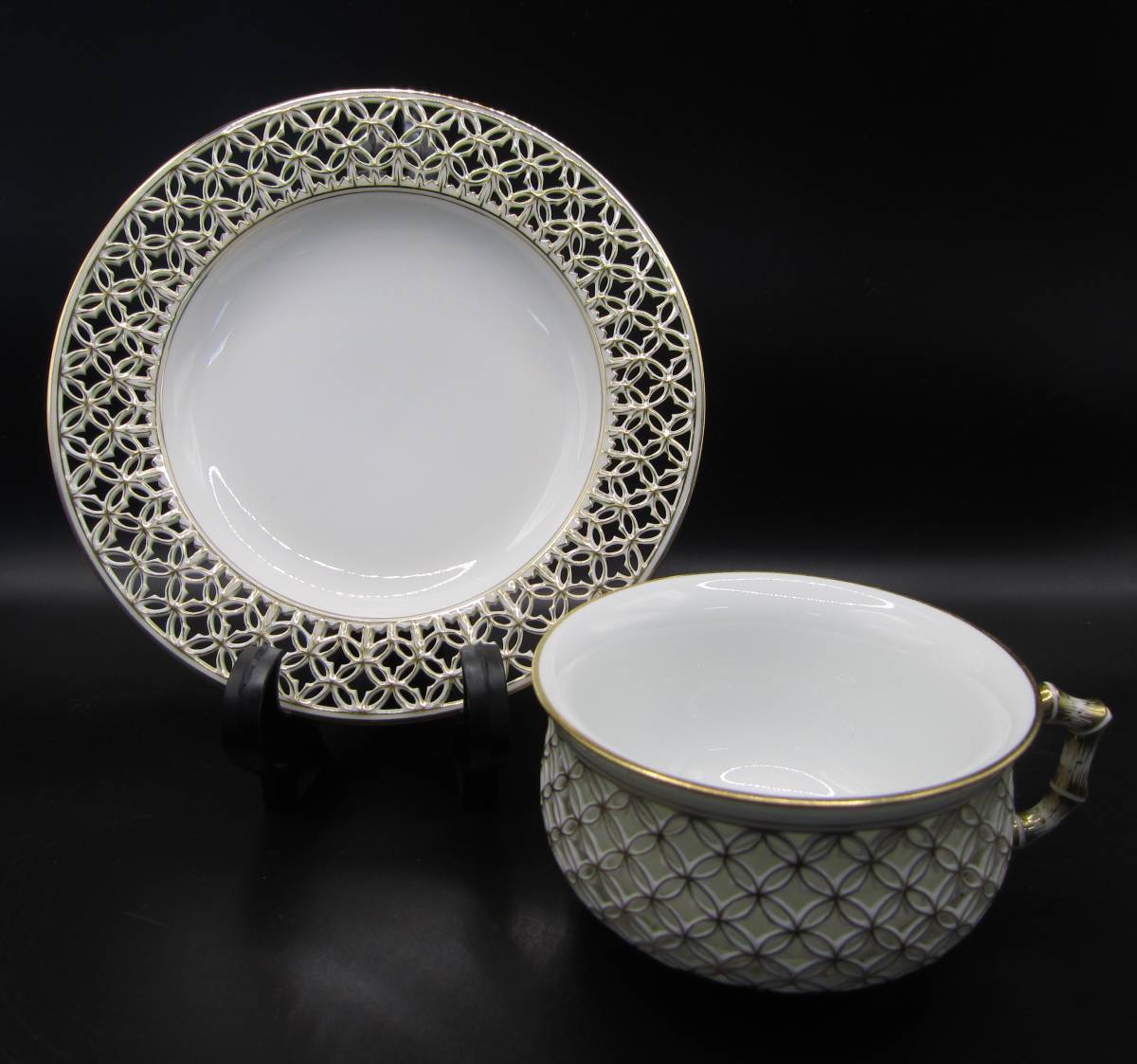 セーブル もろう Sevres 1863年 ブルーヌーボー金彩ボーダー C/S