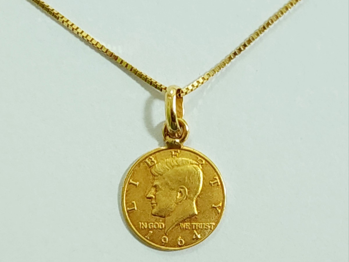 トップ L K18 ネックレストップ 13mm 18K エリザベス 18金 コイン トップ L K18 ネックレストップ 13mm 18K エリザベス 金