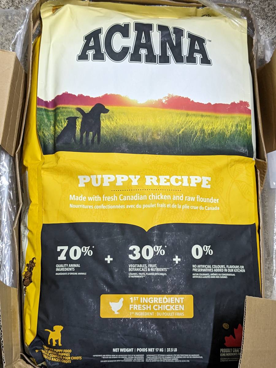 【未使用】新品 アカナ パピーレシピ 17kg 正規品 ブリーダーパック ドッグフード 全犬種 子犬用 多頭飼い 2024年5月 破れ破損品