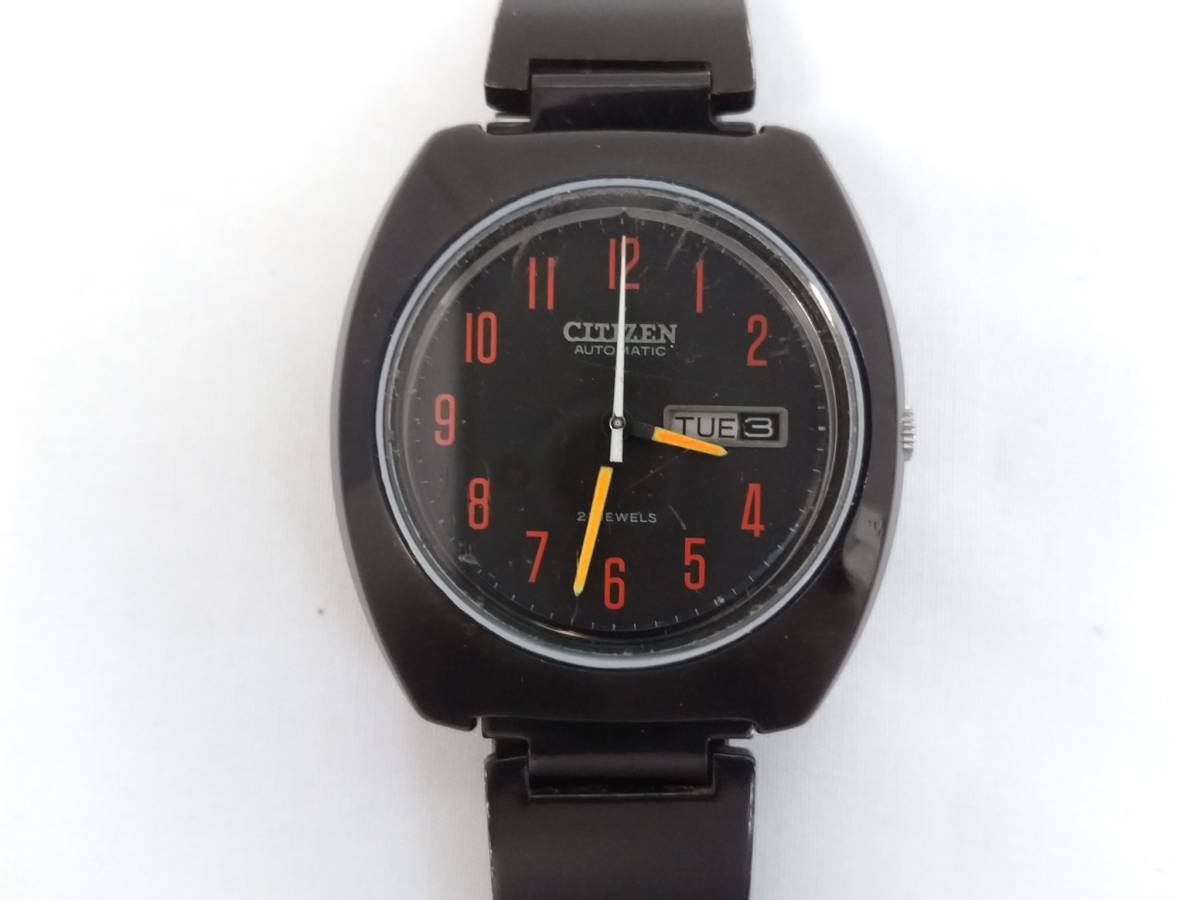 CITIZEN 自動巻き 時計 黒文字盤 傷や汚れあり】CITIZEN シチズン 21石 自動巻き 4-653301 ヴィンテージ