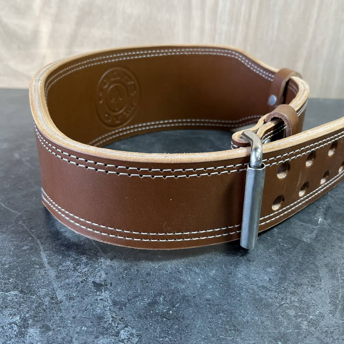 Gold's Gym レザー パワーベルト ブラウン L GOLD'S GYM ゴールドジム