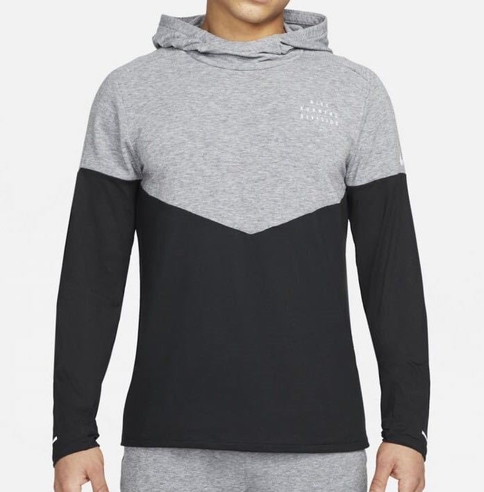 【未使用】新品 送料込 NIKE TF ELEMENT RUN DIVISION L/S HOODIE XLサイズ 黒灰 ナイキ サーマ