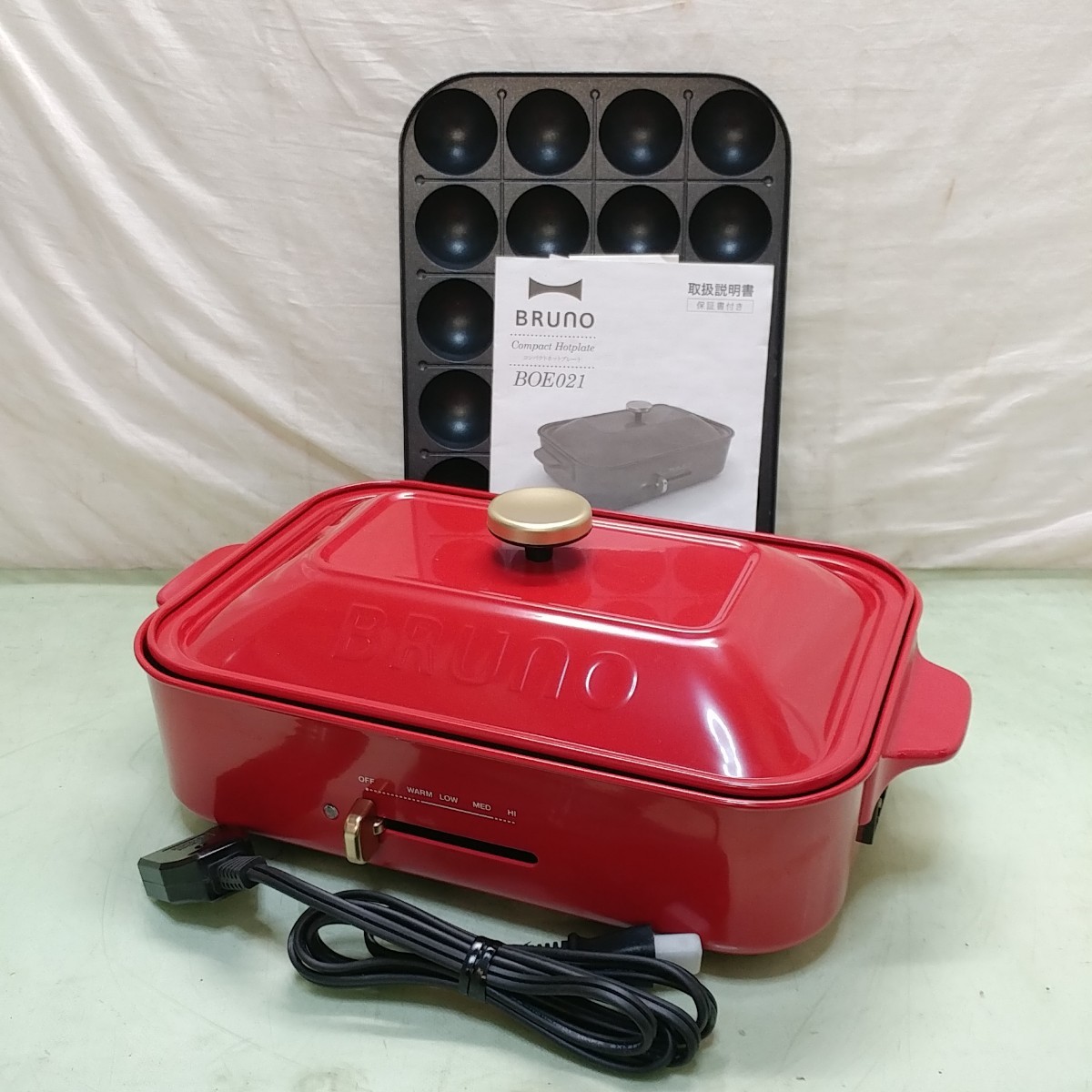 BRUNO ホットプレート レッド 箱付き （新品未使用☆BRUNO