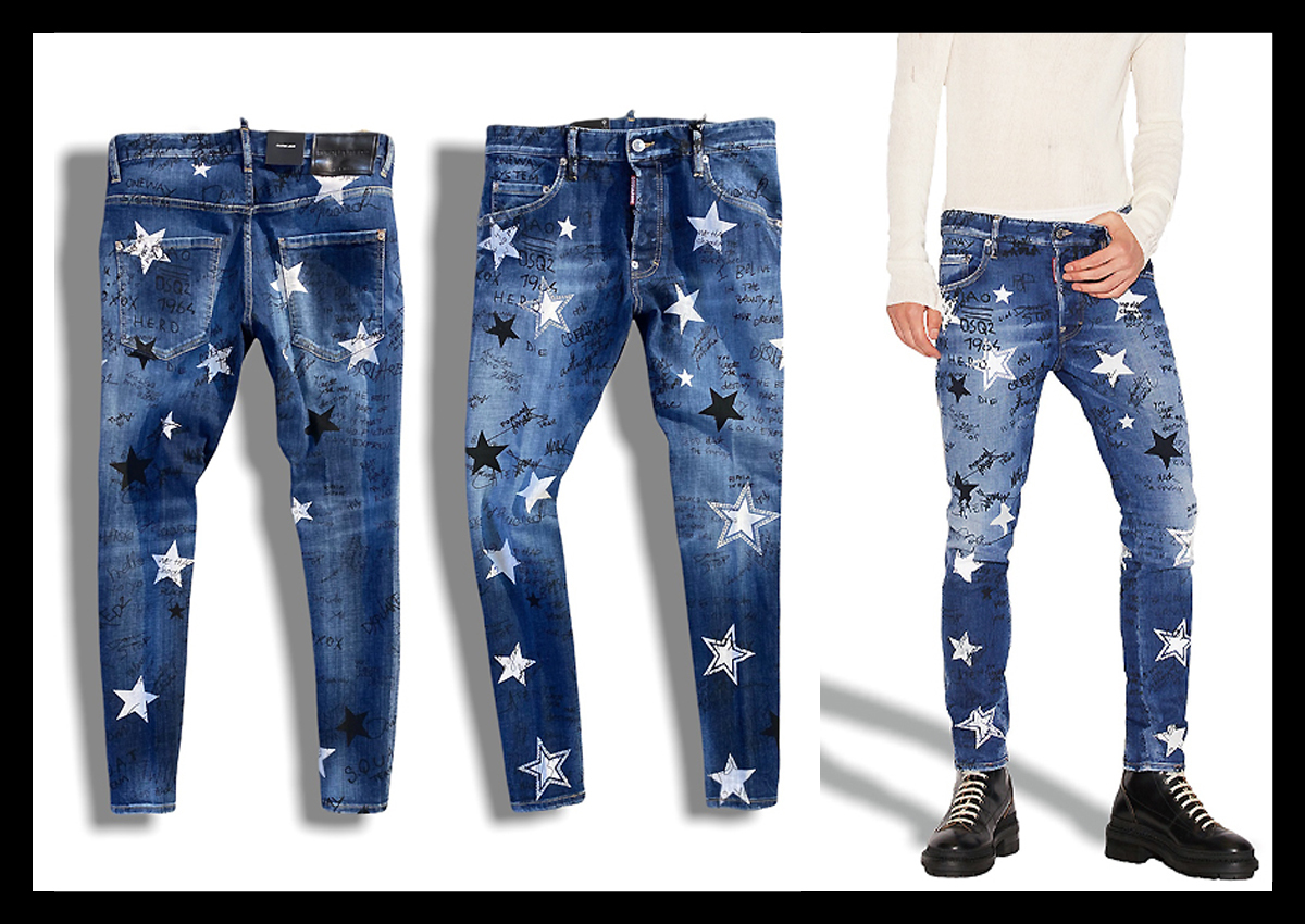 DSQUARED2ペイントラインストーン入りパンツ DSQUARED2ペイントラインストーン入りパンツ