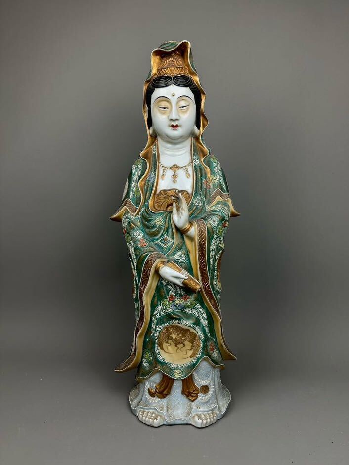 九谷 置物 観音 骨董 九谷 置物 観音 骨董